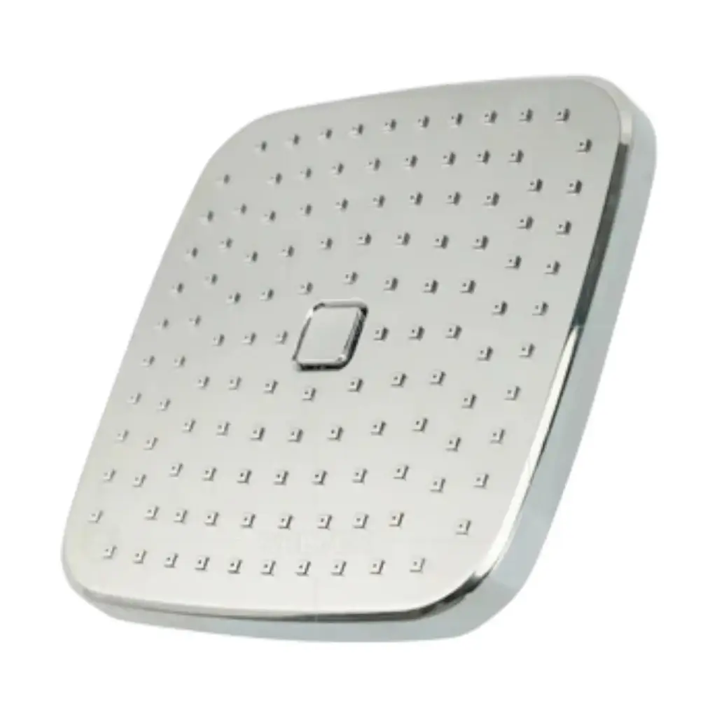 [SP-50038] REGADERA CUADRADA 9" Cuerpo de plástico(ABS),Sin brazo,Bola de plástico,Acabado cromo,Mecanismo anti-sarro