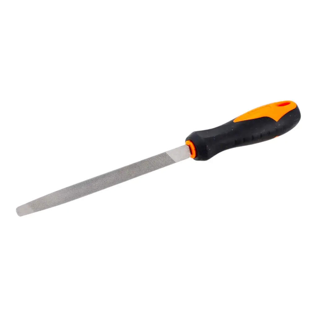 [SW-6303101-2] LIMA TRIANGULO PESADO BASTARDAS C/ MANGO Fabricadas en acero SK2 Ideal para esquinas terminadas en punta y ángulos rectos Para afilar machetes, hachas, cuchillos y herramientas Largo:6" Ancho:9/16"