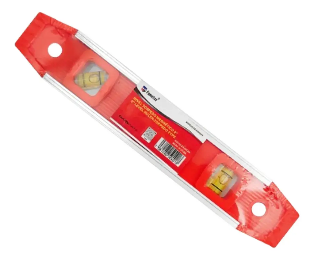 [SW-81080504] NIVEL TIPO TORPEDO Cuerpo de ABS con quilla de aluminio, naranja ; Magnético ; gotas de 0 ° 45 ° y 90 ° 9''