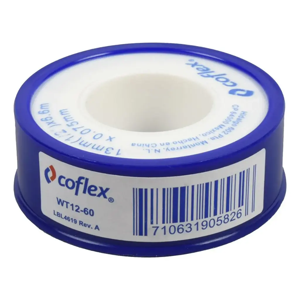[WT12-60] CINTA TEFLON 1/2 X 6.6 MT COFLEX, (CINTA TEFLON SELLADORA 1/2", (VENTA POR PAQUETE DE 10 PIEZAS)