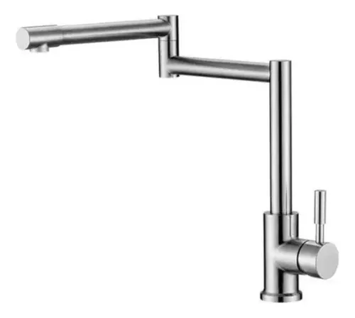 [SP-10023] MONOMANDO PARA FREGADERO cuerpo, cuello despegable y maneral de acero inoxidable, cartucho cerámico de suave apertura, con flujo fijo, salida de 360° orientaciones, acabado níquel satinado, cuello 31cm de largo y 8.5cm de base. Con mangueras flexibles de aluminio (calor y frio).