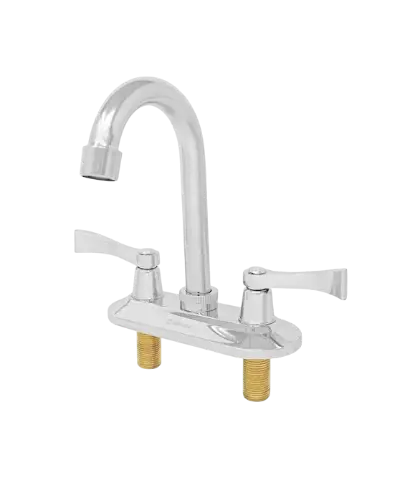 [SP-40008] MEZCLADORA DE LAVABO 4" 1/4 de vuelta., cuerpo de latón, cubierta de acero inoxidable, maneral de zinc, cuello de acero inoxidable, cierre cerámico (90°), acabado cromo espejo.
