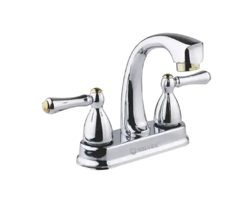 [SP-40014] MEZCLADORA DE LAVABO 4" 1/4 de vuelta, cuerpo de latón, cubierta de acero inoxidable, maneral de zinc, cuello de latón, cierre cerámico (90°), acabado cromo espejo.