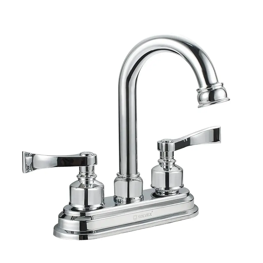 [SP-40070] MEZCLADORA DE LAVABO 4" 1/4 de vuelta,cuerpo de laton,cartucho de laton,cuello de acero inoxidable,cierre de cerámico (90°) cubierta de plástico.