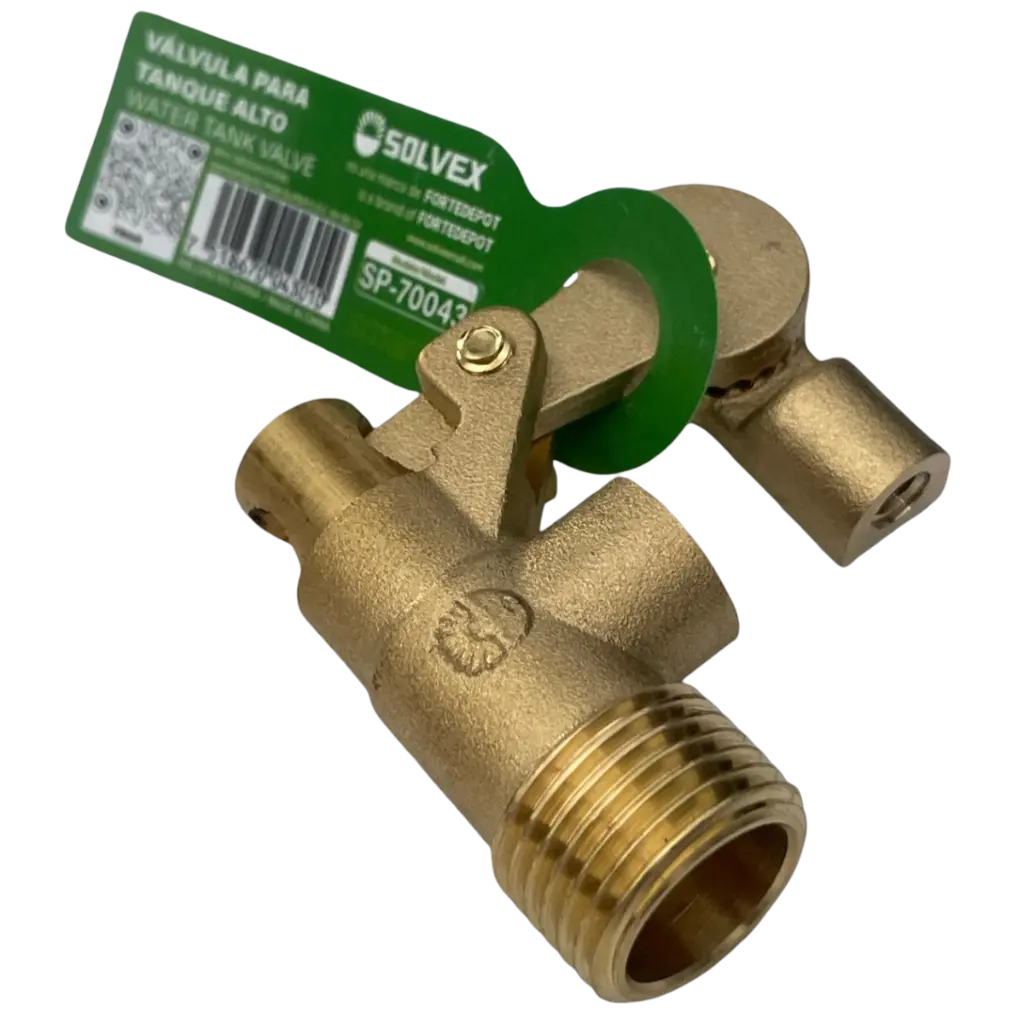 [SP-70043] VALVULA DE TANQUE ALTO CORTO Cuerpo de latón, salida 1/2", peso 110g.