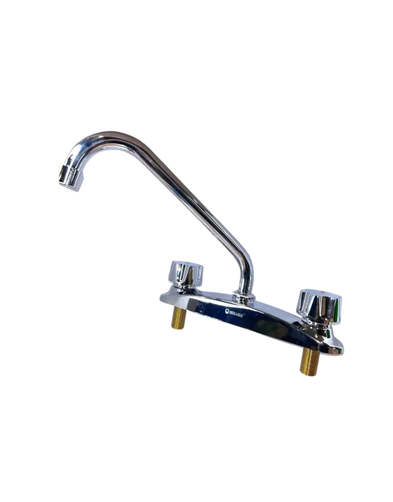 [SP-80003-1] MEZCLADORA PARA FREGADERO 8" maneral de zinc de vuelta completa, cuerpo de latón, cubierta de acero inoxidable,cuello de acero inoxidable, cierre de compresión, acabado cromo espejo. SP-80003-1