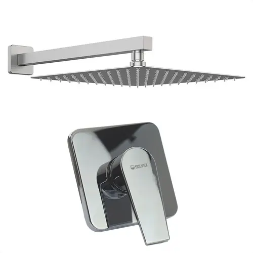 [SP-90101] JUEGO DE MONOMANDO Sin desviador,cuerpo de laton,regadera cuadrada de 8",brazo cuadrado de acero inoxidable 40 cm,cubierta de acero inoxidable de 12x12,maneral de zinc,chapeton de acero inoxidable,conexión roscable de 1/2,acabado cromo.