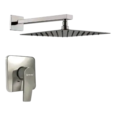 [SP-90101-1] JUEGO DE MONOMANDO Sin desviador,cuerpo de laton,regadera cuadrada de 8",brazo cuadrado de acero inoxidable 40 cm,cubierta de acero inoxidable de 12x12,maneral de zinc,chapeton de acero inoxidable,conexión roscable de 1/2,acabado satinado.